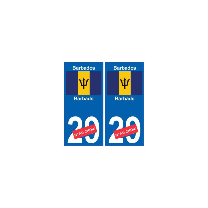 barbade barbados sticker numéro département au choix autocollant plaque immatriculation auto