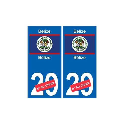 Bélize Belize sticker numéro département au choix autocollant plaque immatriculation auto