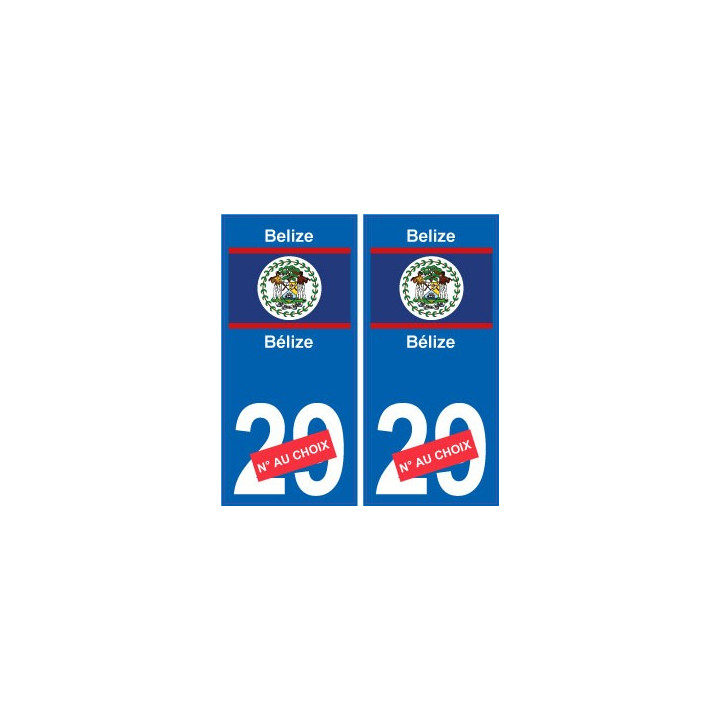 Bélize Belize sticker numéro département au choix autocollant plaque immatriculation auto