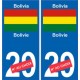 Bolivie Bolivia sticker numéro département au choix autocollant plaque immatriculation auto