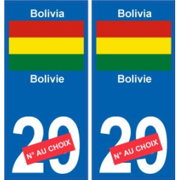 Bolivie Bolivia sticker numéro département au choix autocollant plaque immatriculation auto