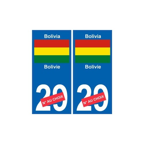 Bolivie Bolivia sticker numéro département au choix autocollant plaque immatriculation auto
