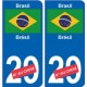 Brésil Brasil sticker numéro département au choix autocollant plaque immatriculation auto