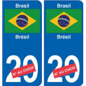 Brésil Brasil sticker numéro département au choix autocollant plaque immatriculation auto