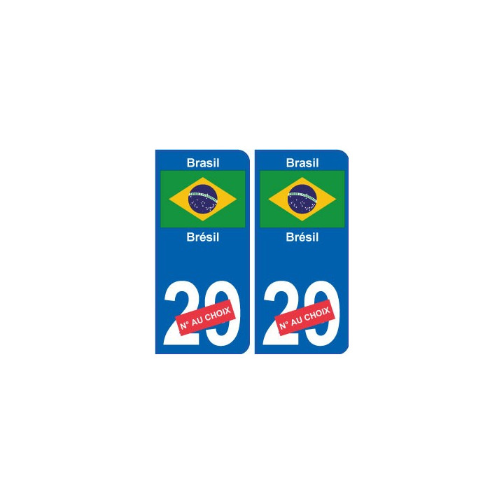 Brésil Brasil sticker numéro département au choix autocollant plaque immatriculation auto