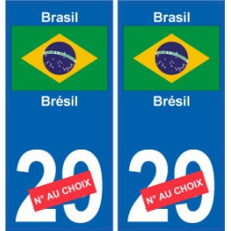 Brésil Brasil sticker numéro département au choix autocollant plaque immatriculation auto