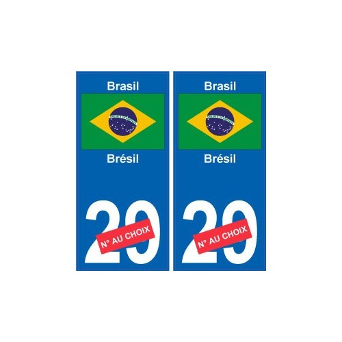 Brésil Brasil sticker numéro département au choix autocollant plaque immatriculation auto