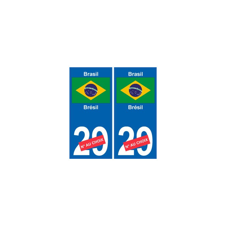 Brésil Brasil sticker numéro département au choix autocollant plaque immatriculation auto