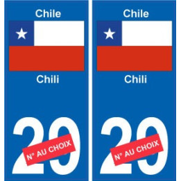 Chili Chile sticker numéro département au choix autocollant plaque immatriculation auto