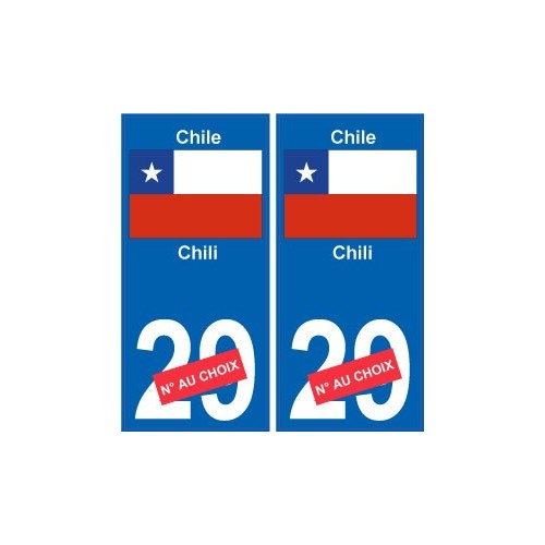 Chili Chile sticker numéro département au choix autocollant plaque immatriculation auto