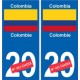 Colombie Colombia sticker numéro département au choix autocollant plaque immatriculation auto