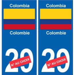 Colombie Colombia sticker numéro département au choix autocollant plaque immatriculation auto