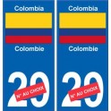 Colombie Colombia sticker numéro département au choix autocollant plaque immatriculation auto