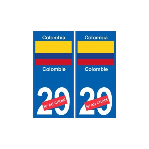 Colombie Colombia sticker numéro département au choix autocollant plaque immatriculation auto
