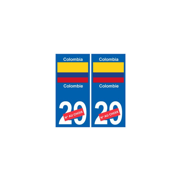 Colombie Colombia sticker numéro département au choix autocollant plaque immatriculation auto