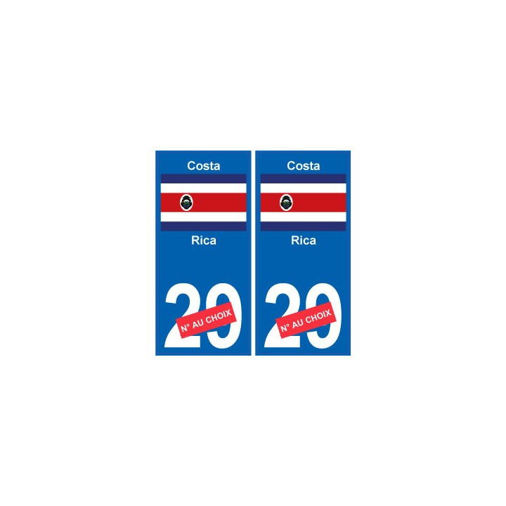 Costa-Rica sticker numéro département au choix autocollant plaque immatriculation auto