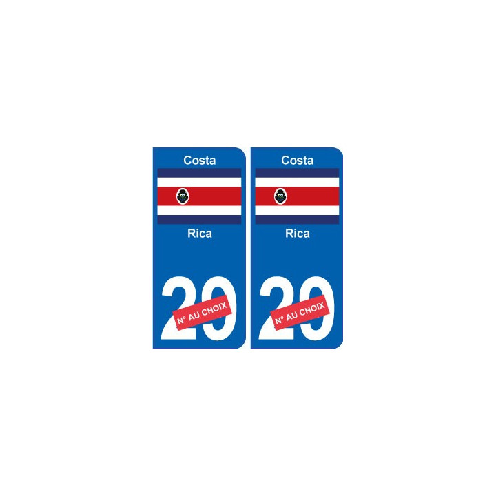 Costa-Rica sticker numéro département au choix autocollant plaque immatriculation auto
