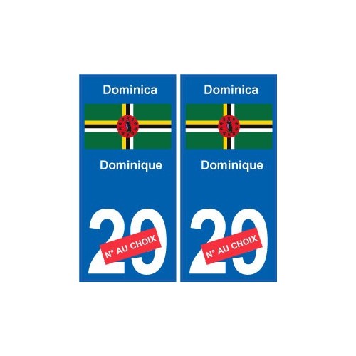 Dominique Dominica sticker numéro département au choix autocollant plaque immatriculation auto