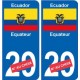 Équateur Ecuador sticker numéro département au choix autocollant plaque immatriculation auto