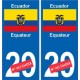 Équateur Ecuador sticker numéro département au choix autocollant plaque immatriculation auto