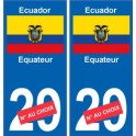 Équateur Ecuador sticker numéro département au choix autocollant plaque immatriculation sticker auto