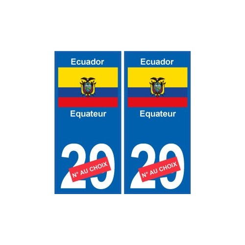 Équateur Ecuador sticker numéro département au choix autocollant plaque immatriculation auto