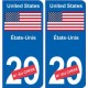 États-Unis United states sticker numéro département au choix autocollant plaque immatriculation auto