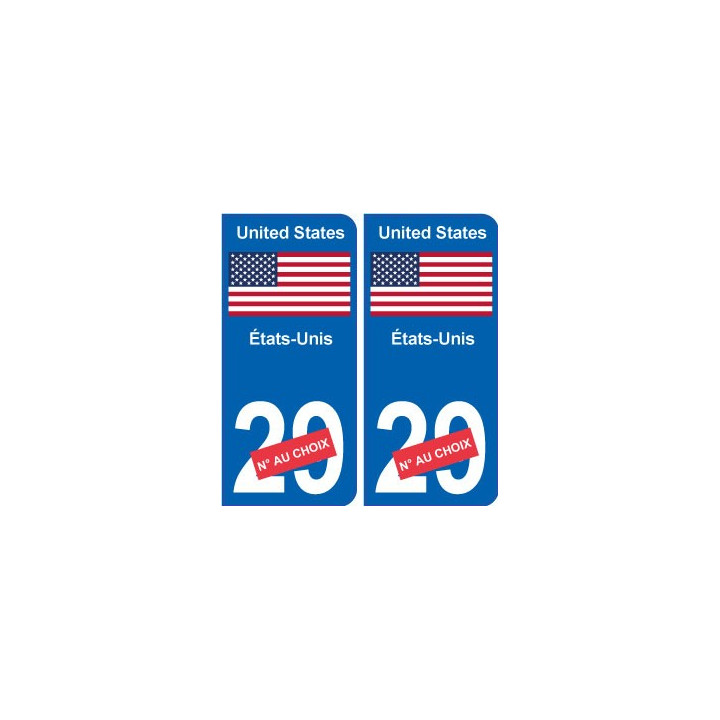 États-Unis United states sticker numéro département au choix autocollant plaque immatriculation auto