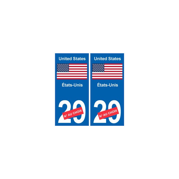 États-Unis United states sticker numéro département au choix autocollant plaque immatriculation auto