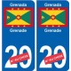 Grenade Grenada sticker numéro département au choix autocollant plaque immatriculation auto