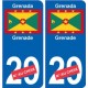 Grenade Grenada sticker numéro département au choix autocollant plaque immatriculation auto