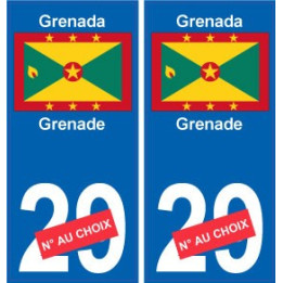 Grenade Grenada sticker numéro département au choix autocollant plaque immatriculation auto