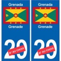 Grenade Grenada sticker numéro département au choix autocollant plaque immatriculation auto
