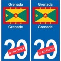 Grenade Grenada sticker numéro département au choix autocollant plaque immatriculation auto