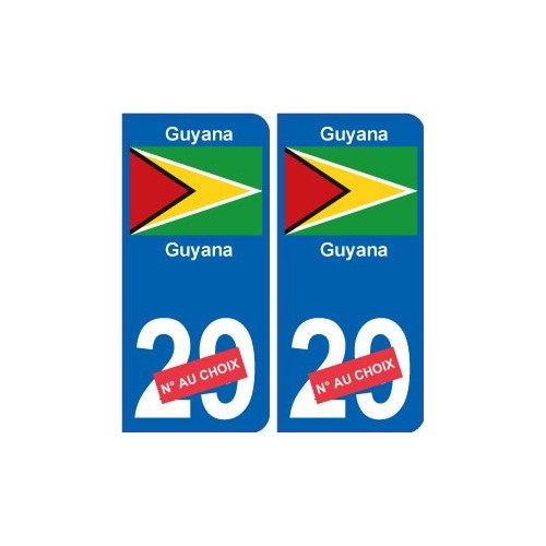 Guyana sticker numéro département au choix autocollant plaque immatriculation auto