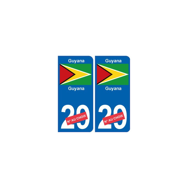 Guyana sticker numéro département au choix autocollant plaque immatriculation auto