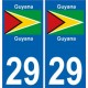 Guyana sticker numéro département au choix autocollant plaque immatriculation auto