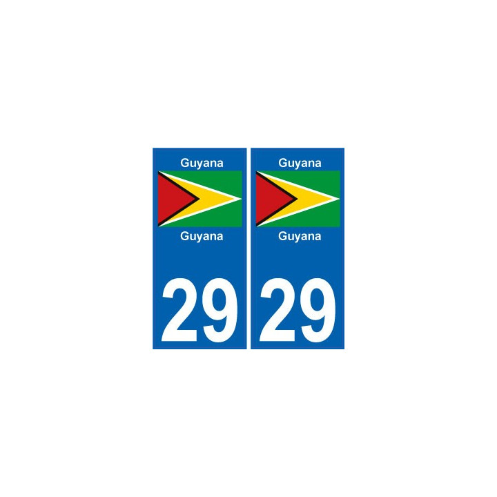 Guyana sticker numéro département au choix autocollant plaque immatriculation auto