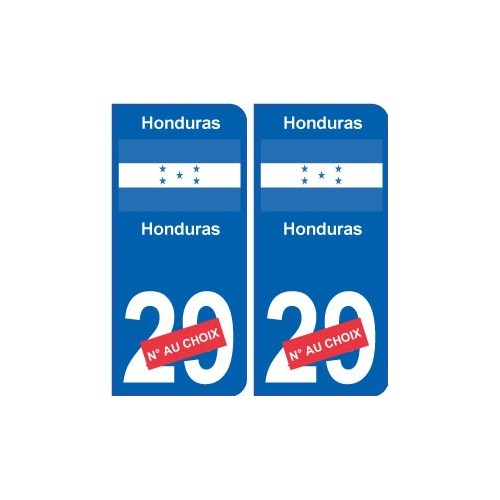 Honduras sticker numéro département au choix autocollant plaque immatriculation auto