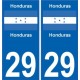 Honduras sticker numéro département au choix autocollant plaque immatriculation auto