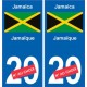 Jamaïque Jamaica sticker numéro département au choix autocollant plaque immatriculation auto