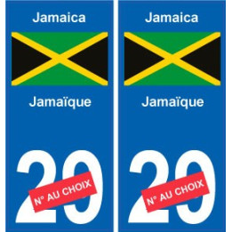 Jamaïque Jamaica sticker numéro département au choix autocollant plaque immatriculation auto
