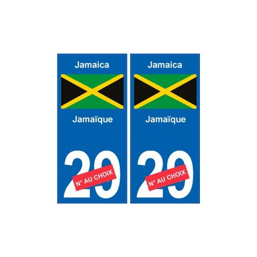 Jamaïque Jamaica sticker numéro département au choix autocollant plaque immatriculation auto