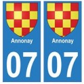 07 Annonay ville autocollant plaque