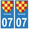 07 Annonay ville autocollant plaque