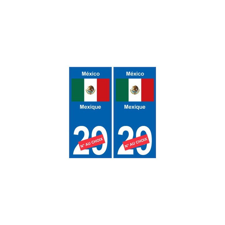 Mexique México sticker numéro département au choix autocollant plaque immatriculation auto