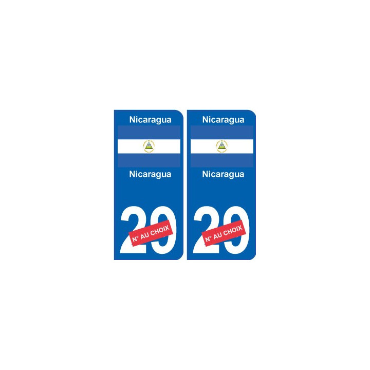 Nicaragua sticker numéro département au choix autocollant plaque immatriculation auto