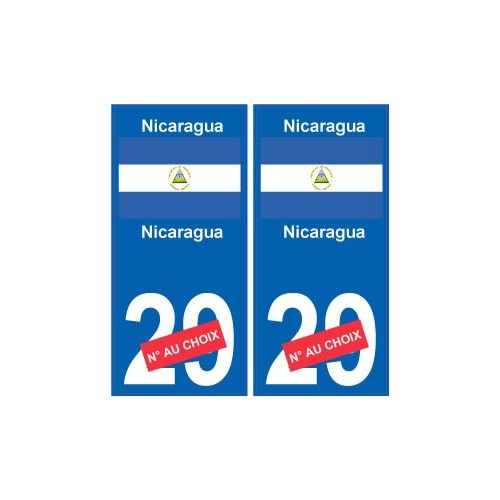 Nicaragua sticker numéro département au choix autocollant plaque immatriculation auto