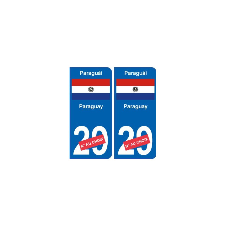Paraguay Paraguái sticker numéro département au choix autocollant plaque immatriculation auto