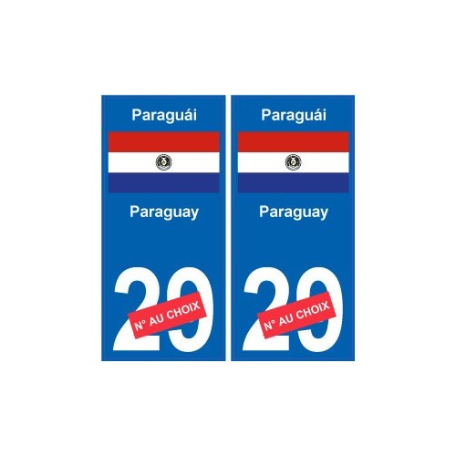 Paraguay Paraguái sticker numéro département au choix autocollant plaque immatriculation auto